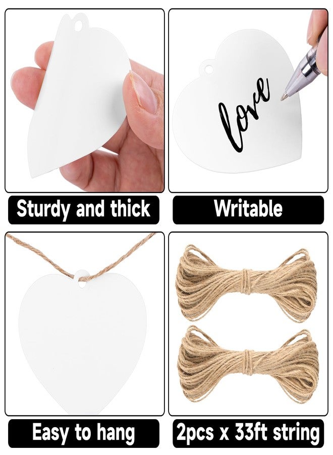 g2 بلس مجموعة G2PLUS من 100 قطعة من بطاقات الهدايا البيضاء على شكل قلب، بطاقات هدايا على شكل قلب، مقاس 2.5 × 2.2 بوصة، بطاقات ورقية فارغة للتعليق مع خيط، مناسبة لعيد الحب، وحفلات الزفاف، وتوزيعات حفلات الكريسماس. - Image 3